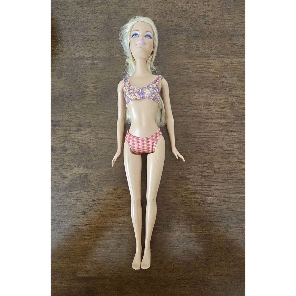 Mattel Barbie Doll Girls‎ 11.5in Blonde Good 1999 Two Piece Swimsuit Star Print